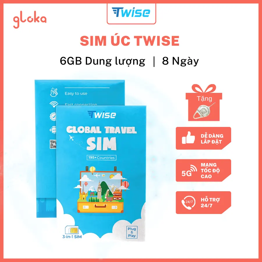 Sim Du Lịch Úc Twise Gói 8 Ngày