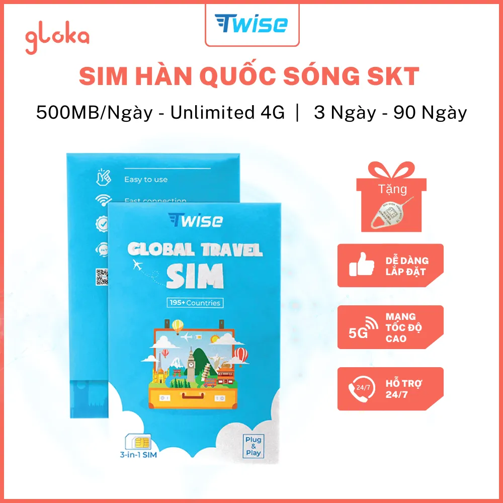 Sim Hàn Quốc Twise Sóng SKT Gói 3 Ngày - 90 Ngày
