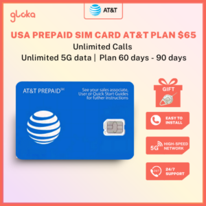 USA Prepaid SIM Card AT&T Plan $65 5G Unlimited