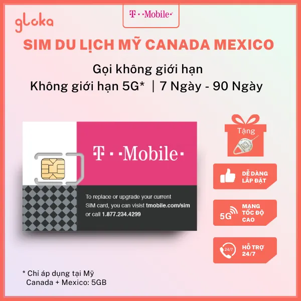 Sim Du Lịch Mỹ Canada Mexico T-mobile Chính Hãng