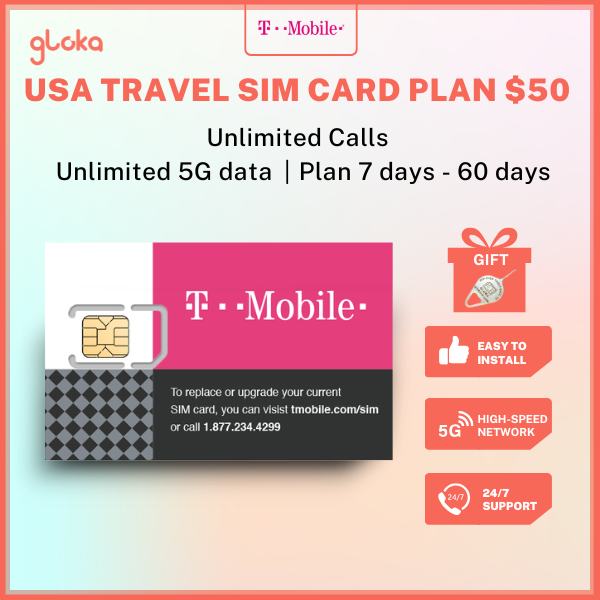 USA Canada Mexico Travel SIM Card T-Mobile 4G Unlimited
