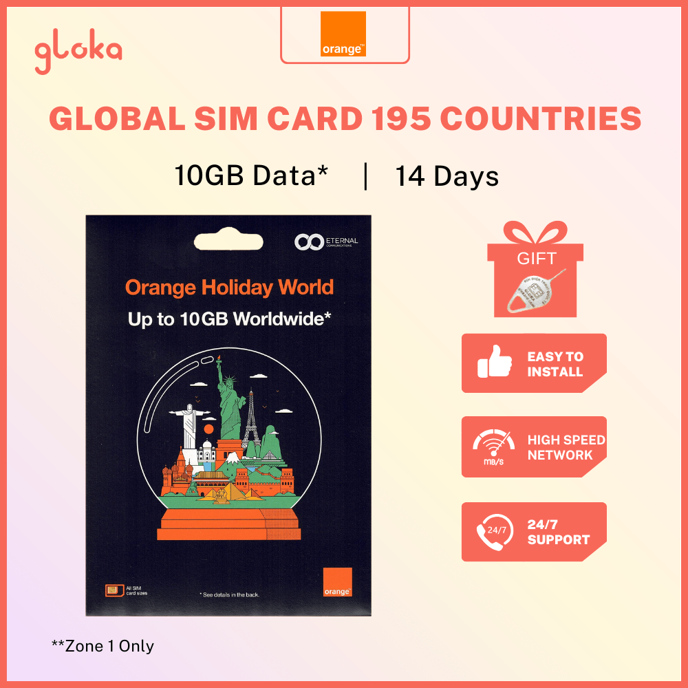Global SIM Card 195 Countries Orange Holiday World