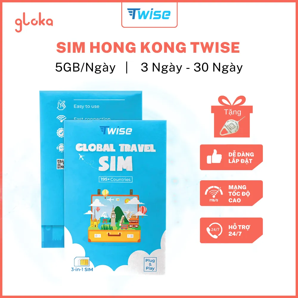 Sim Du Lịch Hong Kong Twise Gói 3 Ngày - 30 Ngày