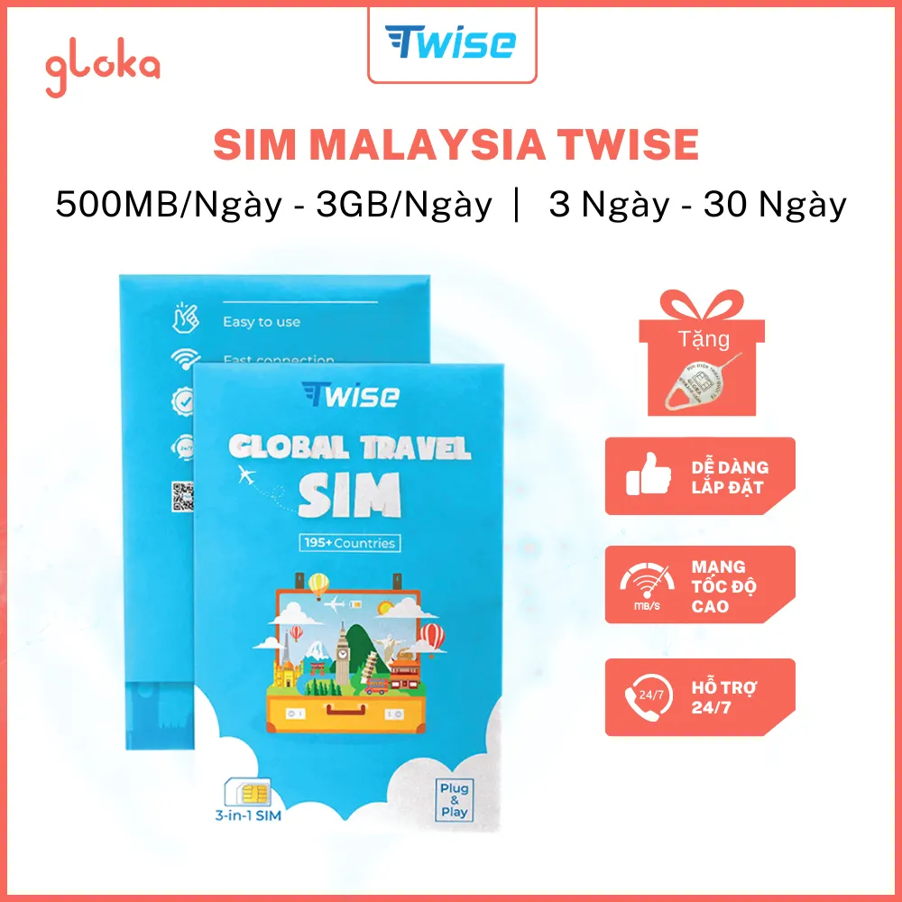 Sim Du Lịch Malaysia Twise Gói 3 Ngày - 30 Ngày