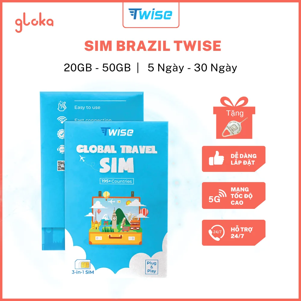 Sim du lịch Brazil Twise gói 5 ngày - 30 ngày